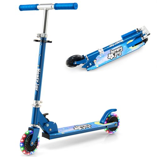 Trottinette Enfant Pliable, Tapis De Saut 2 Roues Clignotantes Automatiques Hauteur Réglable