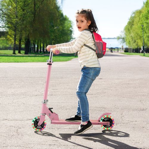Trottinette Enfant Pliable, Tapis De Saut 2 Roues Clignotantes Automatiques Hauteur Réglable