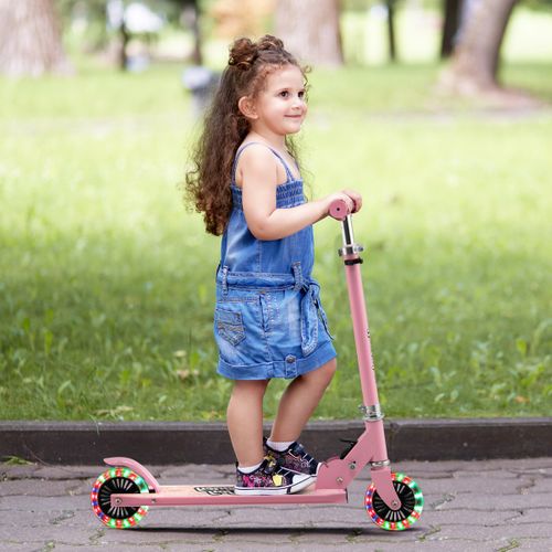 Trottinette Enfant Pliable, Tapis De Saut 2 Roues Clignotantes Automatiques Hauteur Réglable