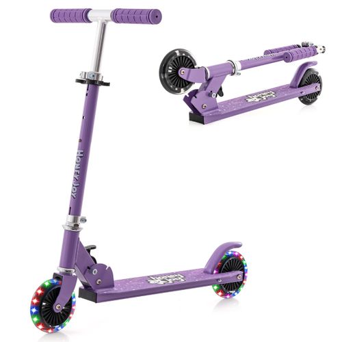 Trottinette Enfant Pliable, Tapis De Saut 2 Roues Clignotantes Automatiques Hauteur Réglable
