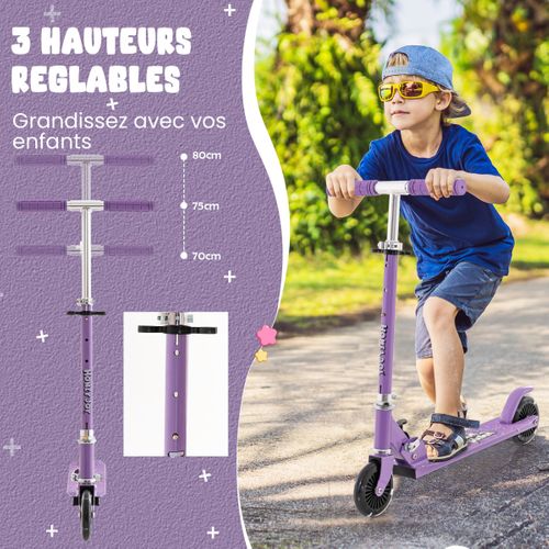 Trottinette Enfant Pliable, Tapis De Saut 2 Roues Clignotantes Automatiques Hauteur Réglable