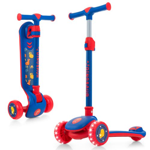 Trottinette Enfant Pliable, Tapis De Saut Avec Roues Clignotantesethauteur Réglable(63-83cm)