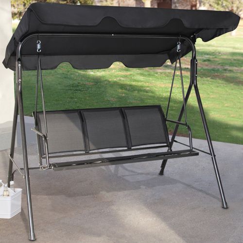 Balancelle D'extérieur, Balancelle De Jardin 3 Places Toile Anti-uv Et Cadre Antirouille
