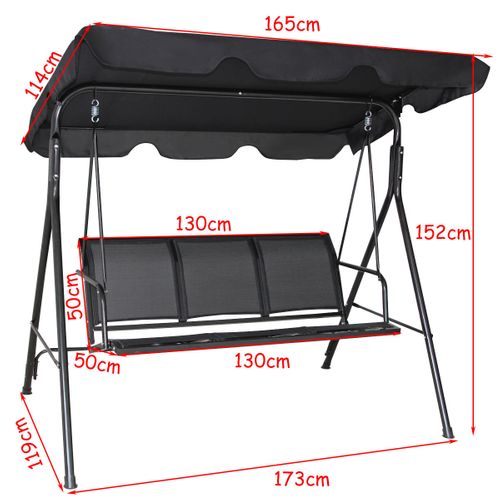 Balancelle D'extérieur, Balancelle De Jardin 3 Places Toile Anti-uv Et Cadre Antirouille