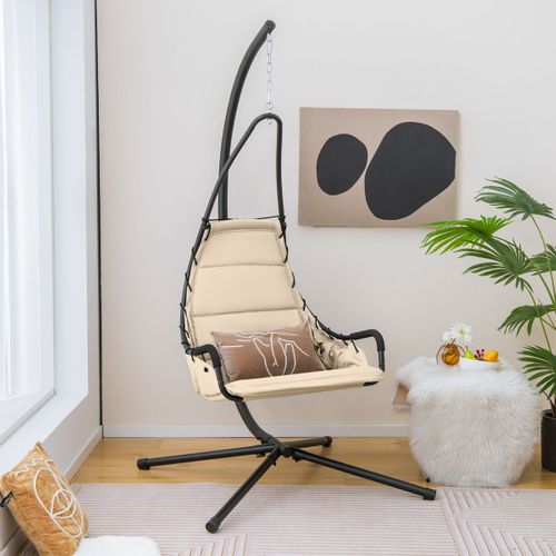 Balancelle, Chaise Suspendue Avec Support Siège Rembourré Extra Large Cadre Métallique