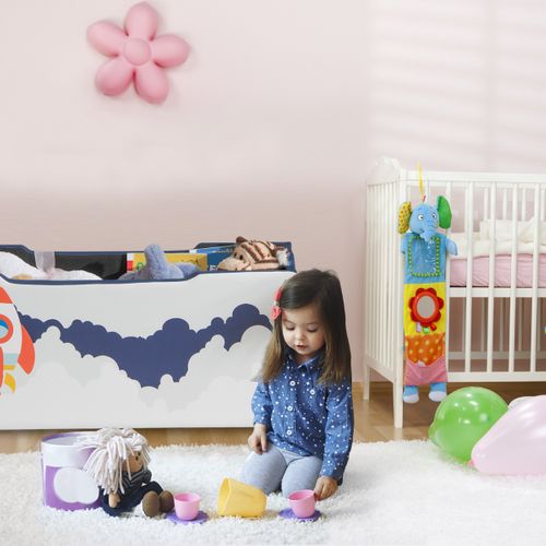 Coffre à Jouets, Boîte De Rangement, Rangement Jouet 75 X 36 X 38 Cm Couvercle Amovible