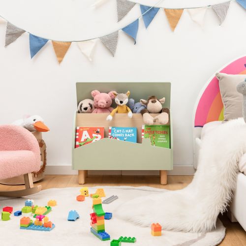 Coffre à Jouets, Boîte De Rangement, Rangement Jouet En Bois Avec Etagère Pour Enfant 60x33x44cm
