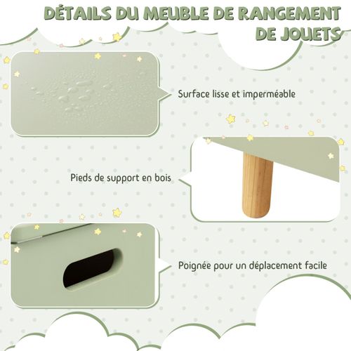 Coffre à Jouets, Boîte De Rangement, Rangement Jouet En Bois Avec Etagère Pour Enfant 60x33x44cm