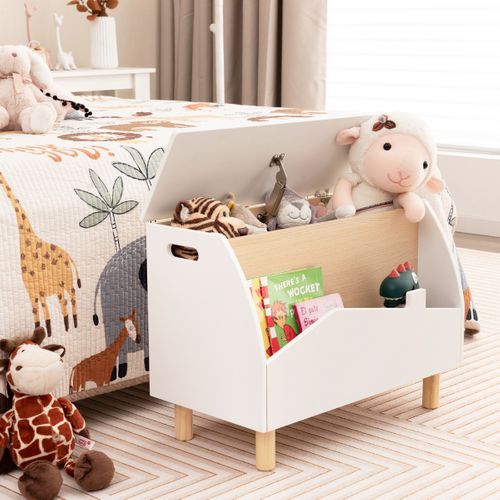 Coffre à Jouets, Boîte De Rangement, Rangement Jouet En Bois Avec Etagère Pour Enfant 60x33x44cm