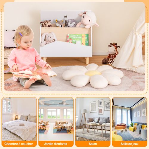 Coffre à Jouets, Boîte De Rangement, Rangement Jouet En Bois Avec Etagère Pour Enfant 60x33x44cm