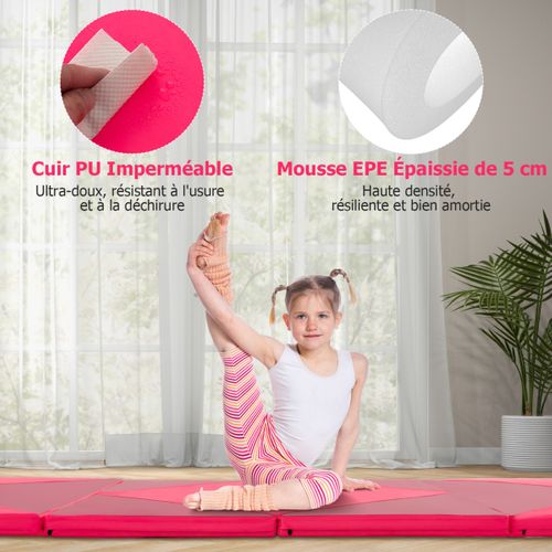 Tapis De Sol, Tapis De Gymnastique Pliable De 240 Cm En Cuir Pu Attaches Auto-agrippantes