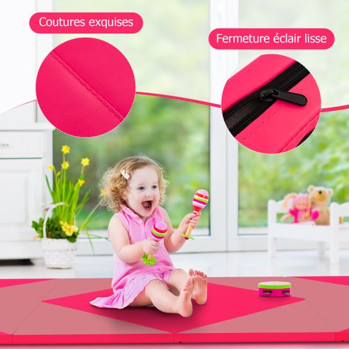 Tapis De Sol, Tapis De Gymnastique Pliable De 240 Cm En Cuir Pu Attaches Auto-agrippantes