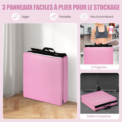 Tapis De Sol, Tapis De Gymnastique Pliable En 3 Parties Antidérapant Léger Portable