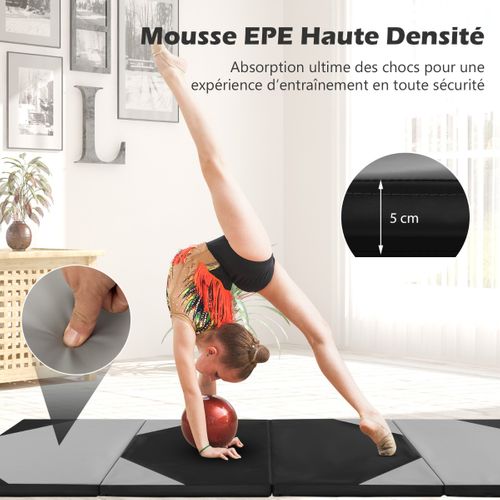 Tapis De Sol, Tapis De Gymnastique Pliable Epais à 4 Panneaux Matelas D'entrainement En Mousse