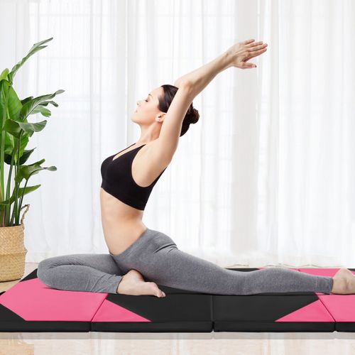 Tapis De Sol, Tapis De Gymnastique Pliable Epais à 4 Panneaux Matelas D'entrainement En Mousse