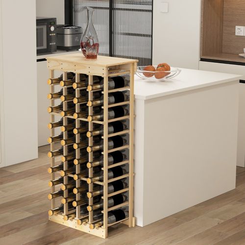 Étagère à Vin Modulaire Pour 40 Bouteilles Porte-bouteilles Sur Pied à 10 Niveaux En Bois Massif