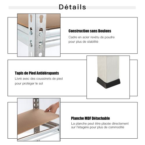 Étagères Charge Lourd, Meuble De Rangement En Métal à 5 Niveaux Support Industriel Réglable