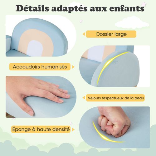 Fauteuil à Bascule Enfants En Peluche Charge 50kg Jolis Cadeaux Pour Garçon Fille De 3-5 Ans Bleu