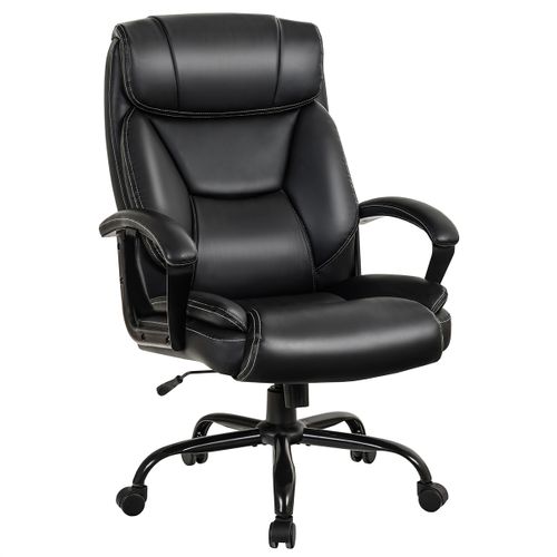 Fauteuil à Bascule Pivotante Ultra Souple En Similicuir Hauteur Réglable Base Robuste Noir