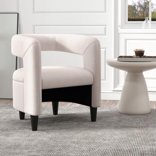 Fauteuil Relax Confortable Avec Repose-pieds Fauteuil Tonneau Rembourré En Velours Et Pouf