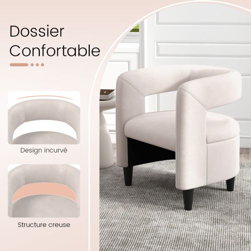 Fauteuil Relax Confortable Avec Repose-pieds Fauteuil Tonneau Rembourré En Velours Et Pouf