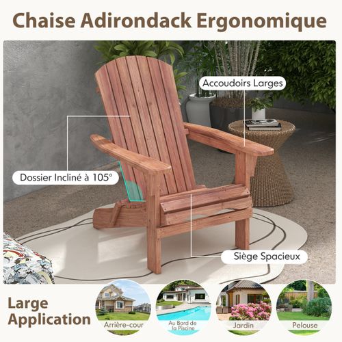Lot De 2 Chaises Adirondack Pliantes Chaise Longue Pliante En Bois Dossier Haut Accoudoirs