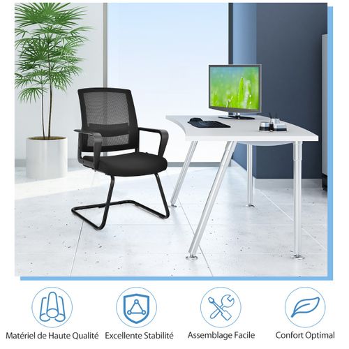 Lot De 2 Chaises De Conférence Chaises Ergonomique En Maille à Dossier Moyen Avec Siège Rembourré