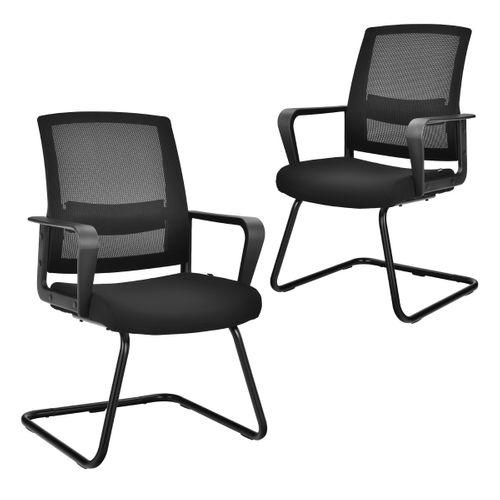 Lot De 2 Chaises De Conférence Chaises Ergonomique En Maille à Dossier Moyen Avec Siège Rembourré