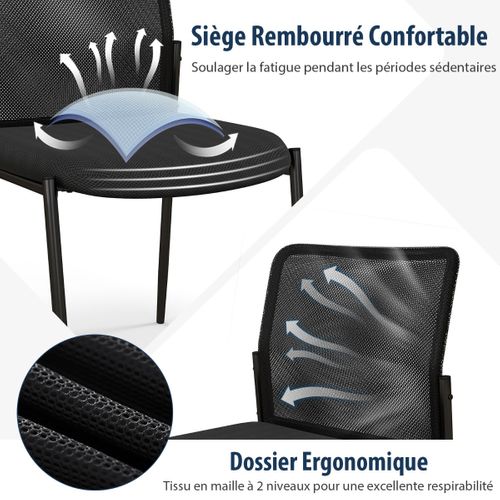 Lot De 2 Chaises De Salle D'attente Empilables Avec Siège Rembourré Chaises Pour Bureau