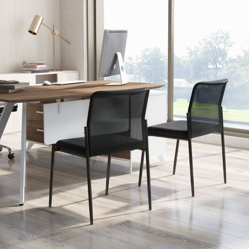 Lot De 2 Chaises De Salle D'attente Empilables Avec Siège Rembourré Chaises Pour Bureau