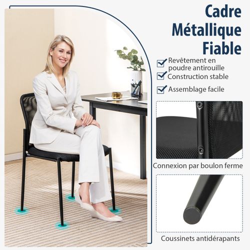 Lot De 2 Chaises De Salle D'attente Empilables Avec Siège Rembourré Chaises Pour Bureau