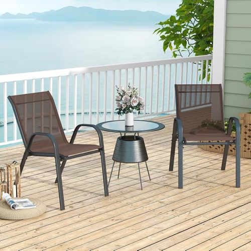 Lot De 2 Chaises Empliables Tissu Respirant Et Structure Antirouille Charge Max 120kg Pour Jardin