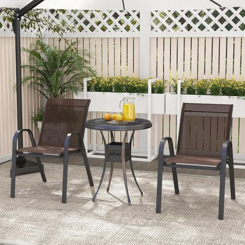 Lot De 2 Chaises Empliables Tissu Respirant Et Structure Antirouille Charge Max 120kg Pour Jardin