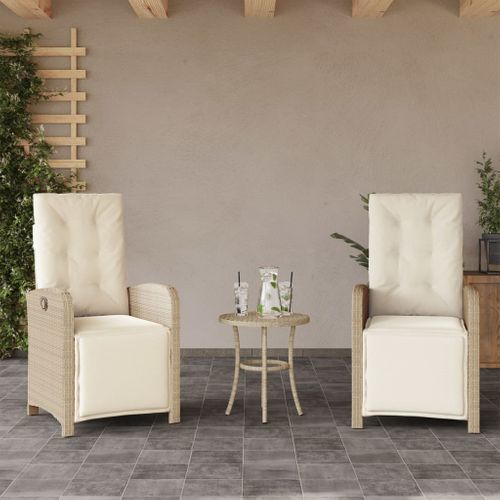 Lot De 2 Chaises De Jardin Inclinables - Fauteuils D'extérieur Avec Repose-pied Rotin A393
