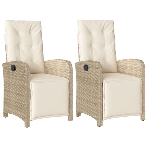 Lot De 2 Chaises De Jardin Inclinables - Fauteuils D'extérieur Avec Repose-pied Rotin A393