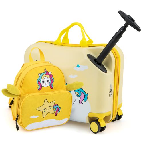 18" Valise à Roulettes Enfants Avec 12" Sac à Dos Bagages à Main Avec Poignée Rétractable