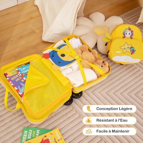 18" Valise à Roulettes Enfants Avec 12" Sac à Dos Bagages à Main Avec Poignée Rétractable