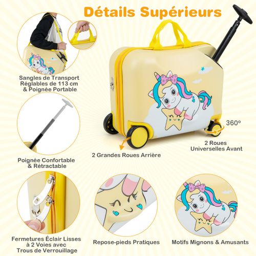 18" Valise à Roulettes Enfants Avec 12" Sac à Dos Bagages à Main Avec Poignée Rétractable