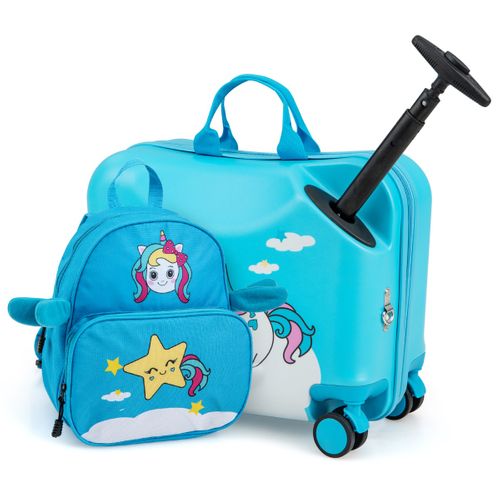 18" Valise à Roulettes Enfants Avec 12" Sac à Dos Bagages à Main Pour Voyage Avec Poignée