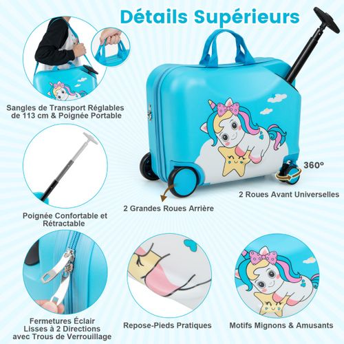 18" Valise à Roulettes Enfants Avec 12" Sac à Dos Bagages à Main Pour Voyage Avec Poignée