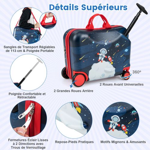 18" Valise à Roulettes Enfants Avec 12" Sac à Dos Bagages à Main Pour Voyage Avec Poignée