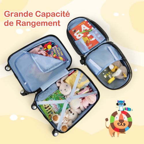 Lot De 2 Valise Cabine Enfant + Sac à Dos Bagages Enfant Pour Garçons Filles Avec Poignée
