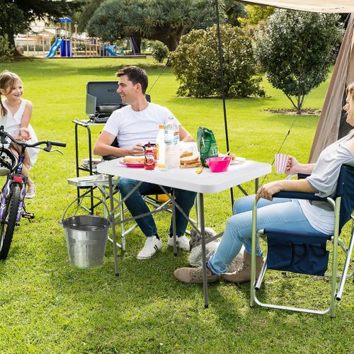 Table De Pêche Avec 2 Éviers Robinet Rotatif 360° Table Pliante Portable Pour Nettoyage