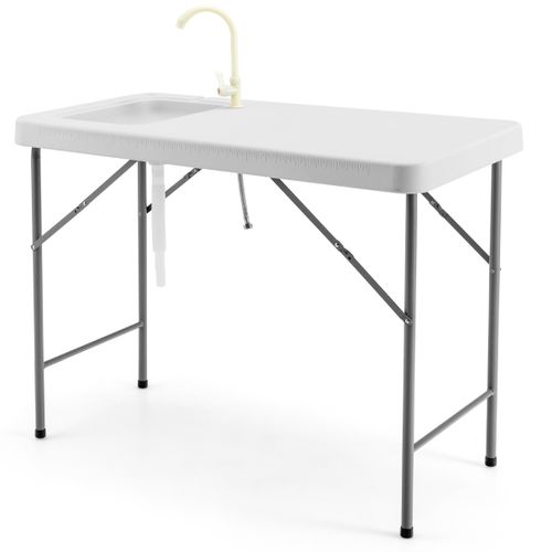 Table De Pêche Avec Éviers Table Pliante Portable Pour Nettoyage De Poisson Acierethdpe