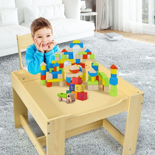 Table Enfant Tableau Amovible à 2 Faces Et 2 Boîtes Avec Chaise Bureau Enfant Avec Rangement