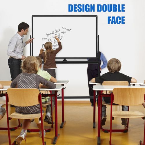 Tableau Blanc Mobile Magnétique Double Face 120x80cm Tableau Réversible Effaçable à Sec