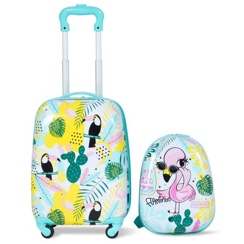 Lot De 2 Bagages à Main Valise 16" Et Sac à Dos 12" Pour Enfants Avec Roulettes En PC Et Abs