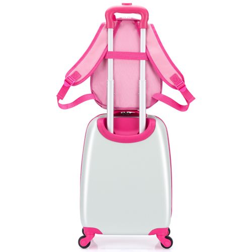 Valise Enfant + Sac à Dos Bagage Trolley à Roulettes Pour Enfant Motif Hibou En Abs Robuste