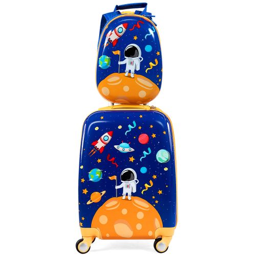 Valise Enfant 18" Et Sac à Dos 12" Bagages à Main à Motif Astronaute Avec 4 Roulettes Poignée