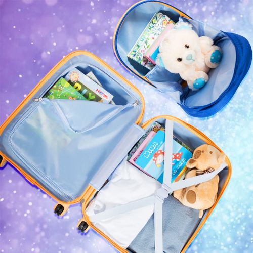 Valise Enfant 18" Et Sac à Dos 12" Bagages à Main à Motif Astronaute Avec 4 Roulettes Poignée